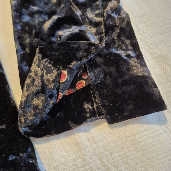 Sanctuary Womens Large Crushed Velvet Blazer Black Boho 70s Hippie Goth - Picture 3 of 8